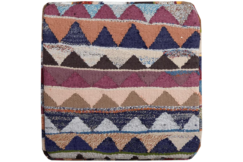 Kelim Pouf · Handgefertigt – Bunt, 65x65 cm