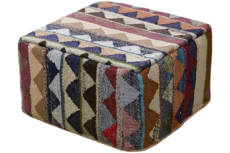 Kelim Pouf · Handgefertigt – Bunt, 65x65 cm