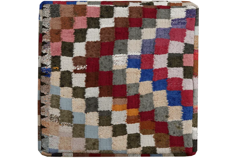 Kelim Pouf · Handgefertigt – Bunt, 65x65 cm
