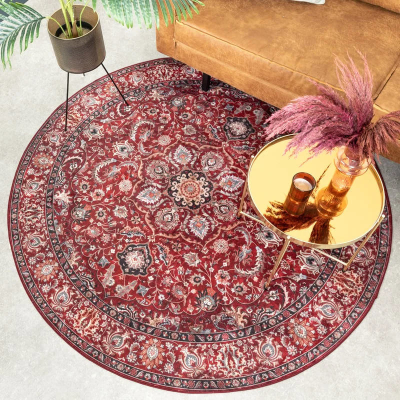 Teppich Vintage Rund - Imagine Medaillon Rot