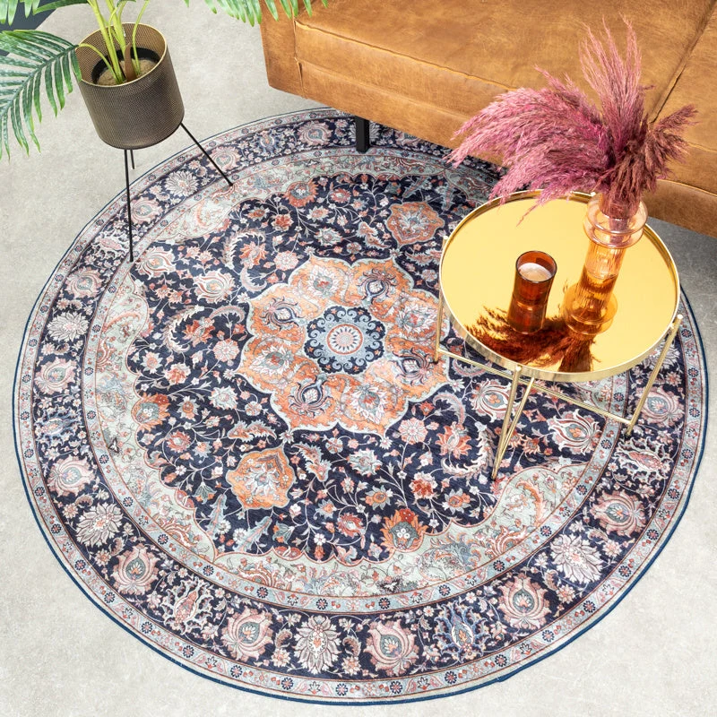Teppich Vintage Rund - Imagine Medaillon Blau