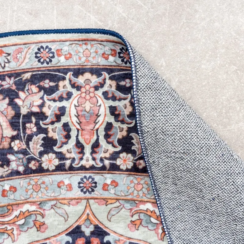 Teppich Vintage Rund - Imagine Medaillon Blau