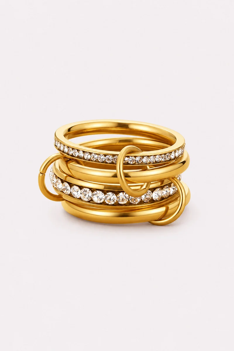 Entwine Gold Crystal Link Ring