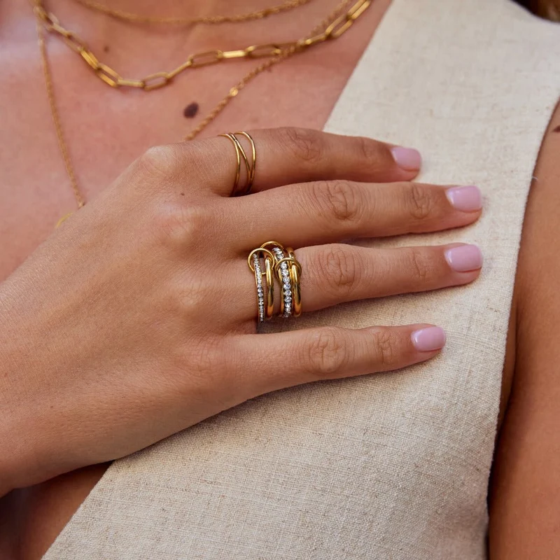 Entwine Gold Crystal Link Ring