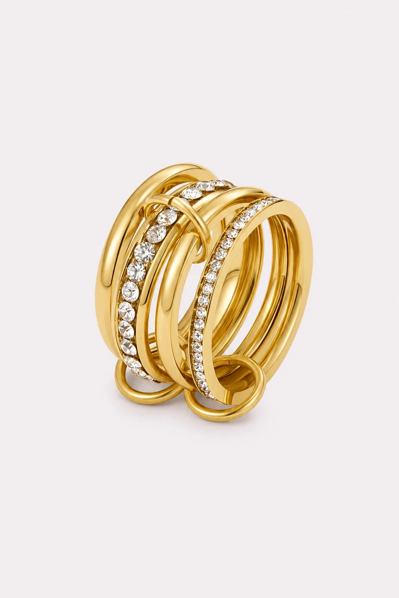 Entwine Gold Crystal Link Ring