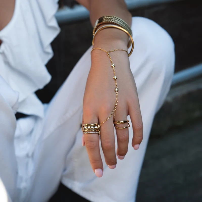 Entwine Gold Crystal Link Ring