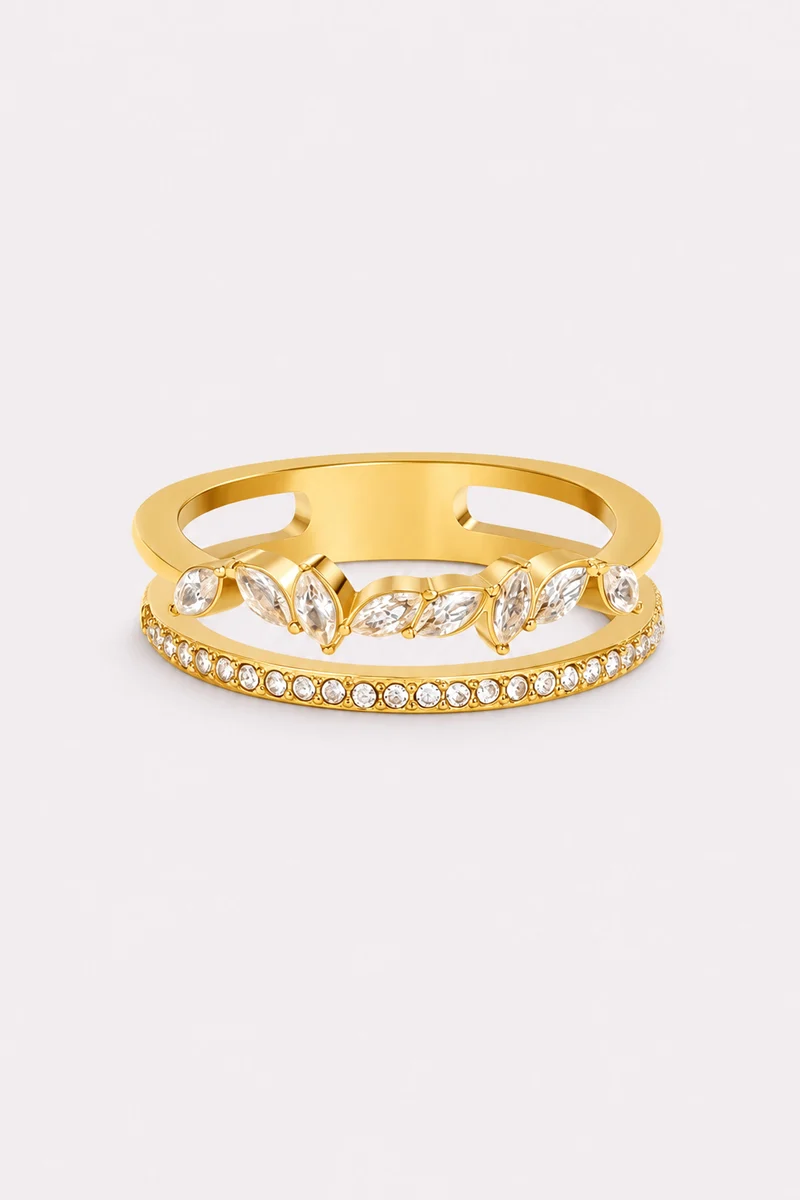 Laurel Glow Crystal Double-Band Ring
