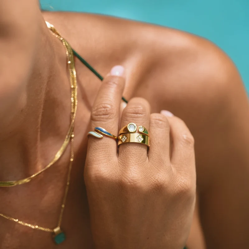 Azure Muse Natural Stone Wrap Ring