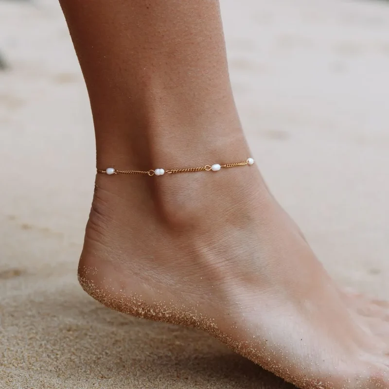 Mermaid Gold-Plated Pearl Anklet