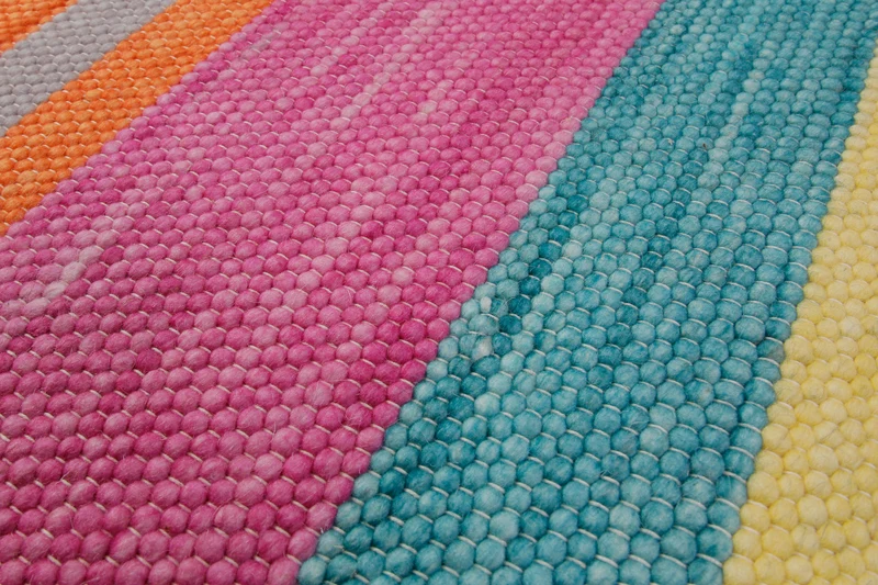 160x230 Teppich Wohnzimmer Happy Stripes – Bunter Baumwollteppich für gute Laune
