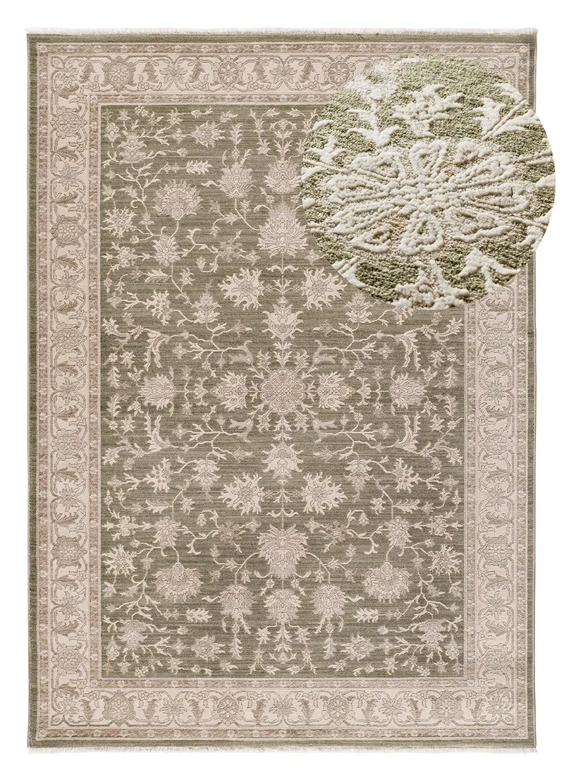 Alfombra vintage con flecos Ona 52095 Verde