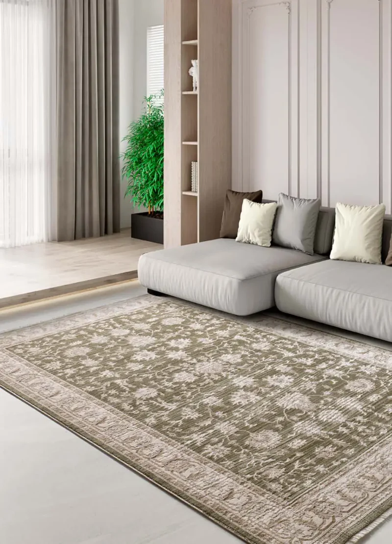 Alfombra vintage con flecos Ona 52095 Verde