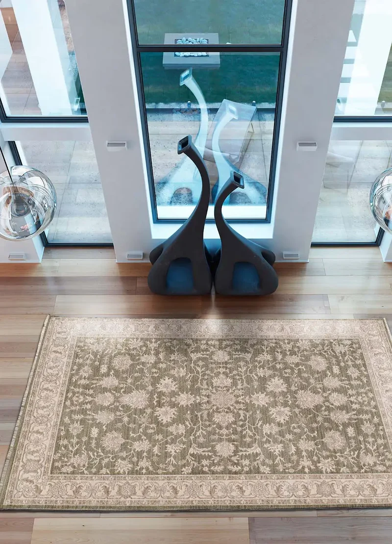 Alfombra vintage con flecos Ona 52095 Verde