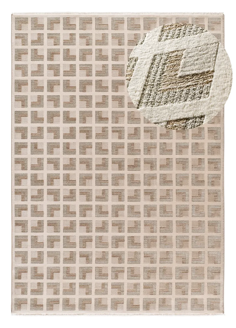 Alfombra geométrica con flecos Ona 52094 Beige