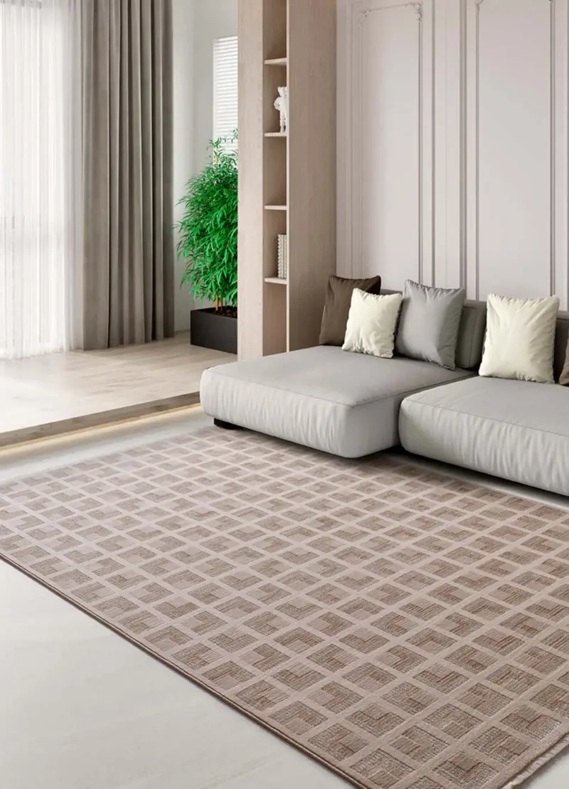 Alfombra geométrica con flecos Ona 52094 Beige