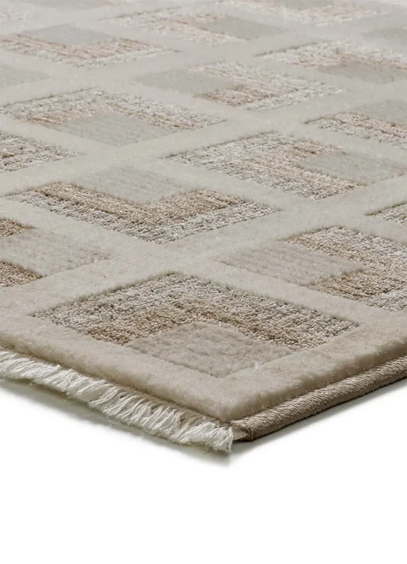 Alfombra geométrica con flecos Ona 52094 Beige