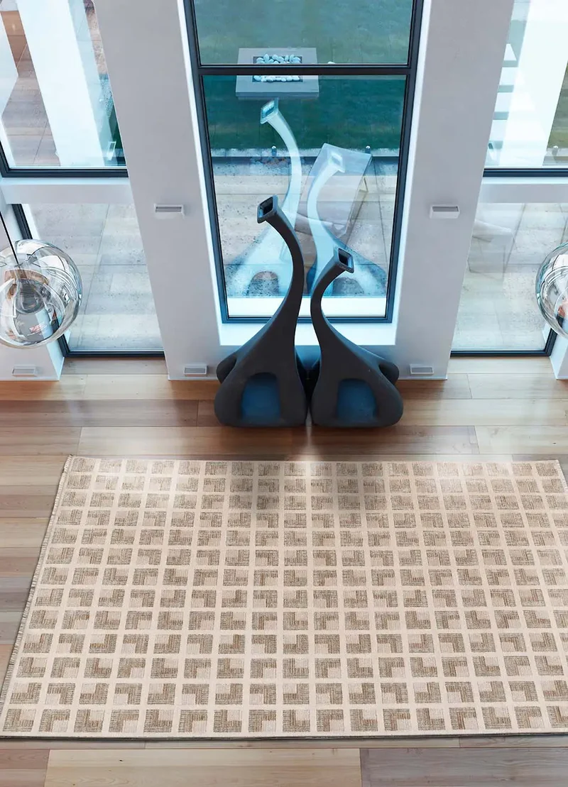 Alfombra geométrica con flecos Ona 52094 Beige