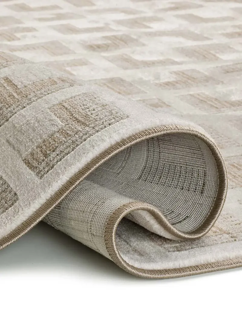 Alfombra geométrica con flecos Ona 52094 Beige