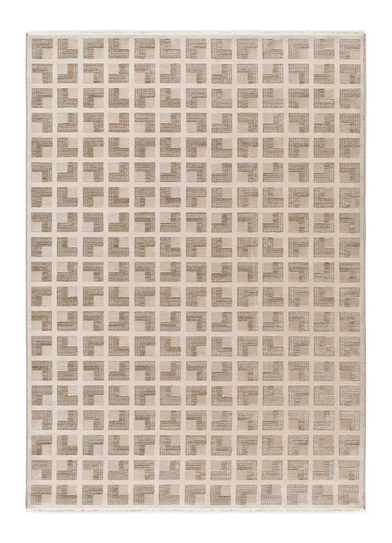 Alfombra geométrica con flecos Ona 52094 Beige