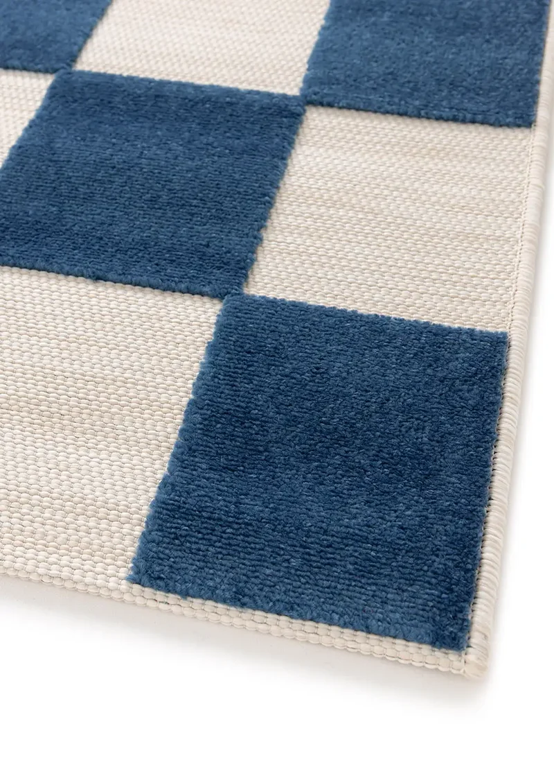 Alfombra de exterior geométrica azul Cuadros 23515 de 160x230 cm