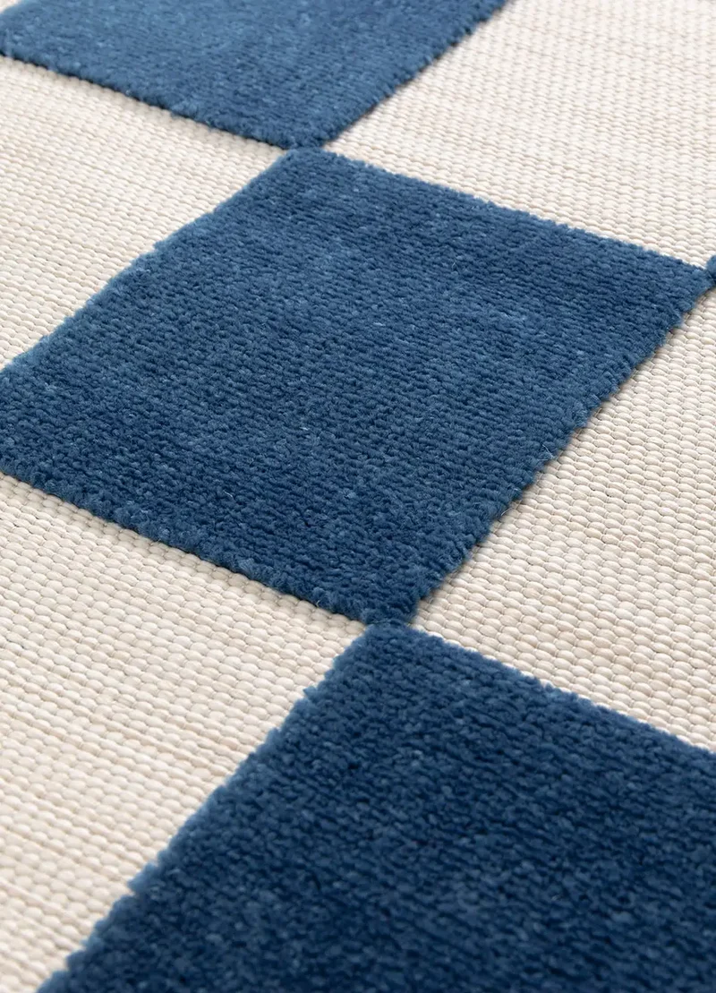 Alfombra de exterior geométrica azul Cuadros 23515 de 160x230 cm
