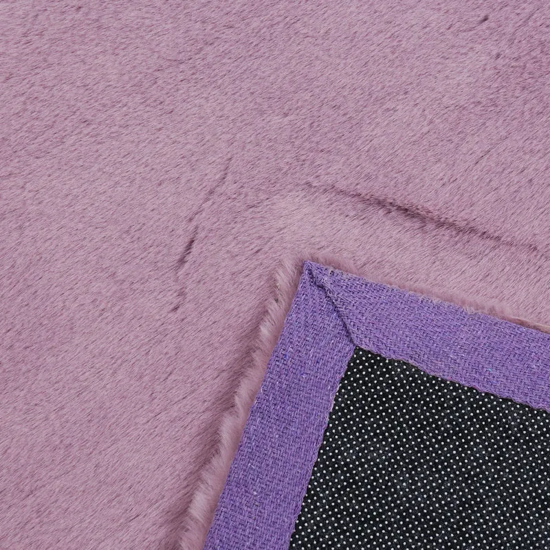 Kunstfell Teppich Imitat in Lila Dicht Flauschig Seidiger Glanz