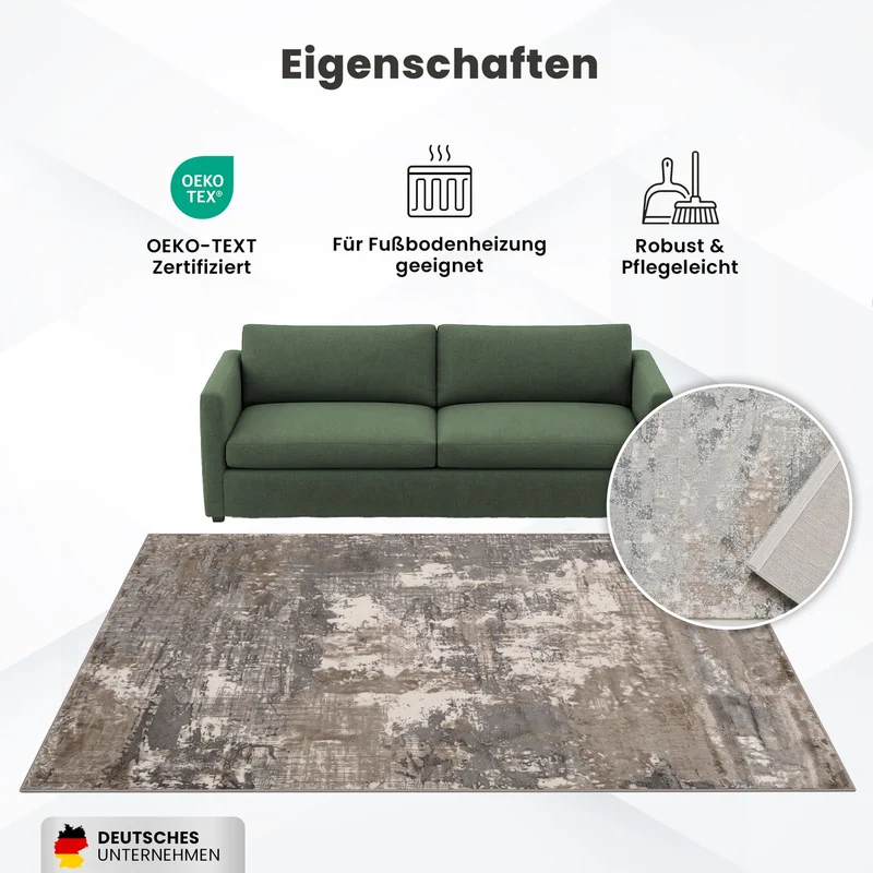 Teppich Wohnzimmer / Schlafzimmer Vintage Look Teppich Kurzflor Used Muster
