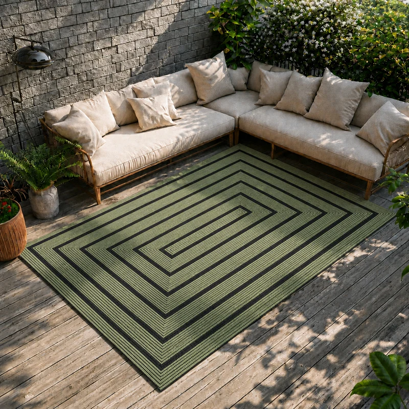 Teppich In- & Outdoor Wetterfest – Balkon Terrasse Garten, Wohnzimmer & Küche -Waschbar