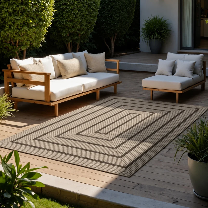 Teppich In- & Outdoor Wetterfest – Balkon Terrasse Garten, Wohnzimmer & Küche -Waschbar
