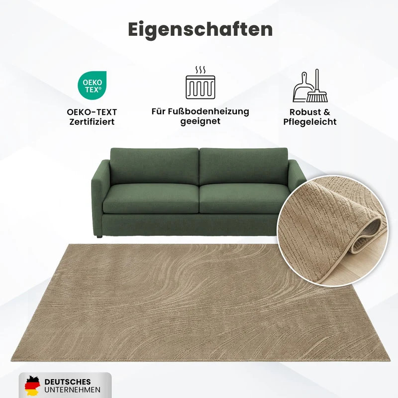 Teppich Kurzflor Modern 3D Muster Hoch-Tief-Struktur Wohnzimmer&Schlafzimmer