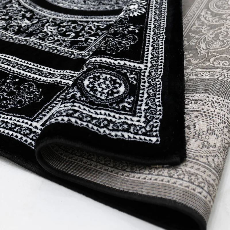 Kurzflor Teppich Orientalisch Schwarz & Gold– Teppich Wohnzimmer & Schlafzimmer