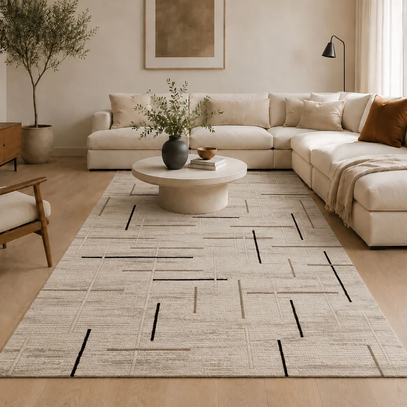 Kurzflor Teppich Boho 3D Hoch-Tief-Effekt – Teppich Wohnzimmer & Schlafzimmer