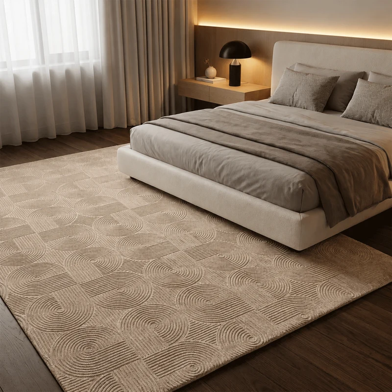 Kurzflor Teppich Boho 3D Hoch-Tief-Effekt – Teppich Wohnzimmer & Schlafzimmer