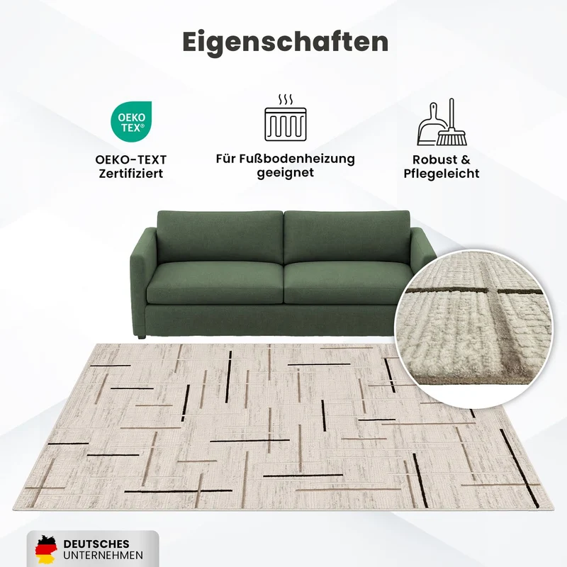Kurzflor Teppich Boho 3D Hoch-Tief-Effekt – Teppich Wohnzimmer & Schlafzimmer