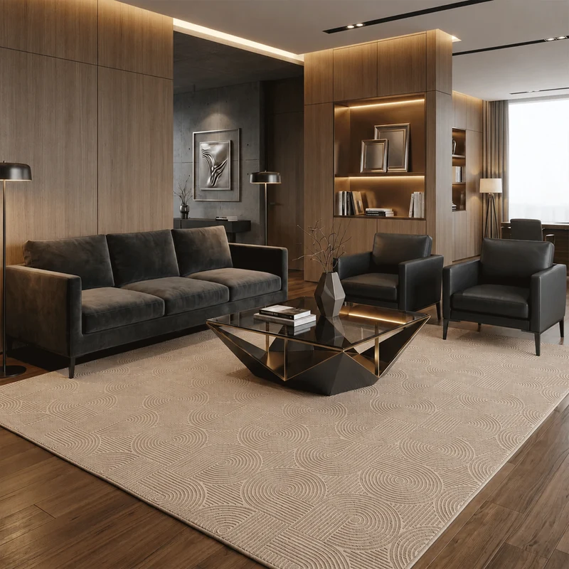 Kurzflor Teppich Boho 3D Hoch-Tief-Effekt – Teppich Wohnzimmer & Schlafzimmer