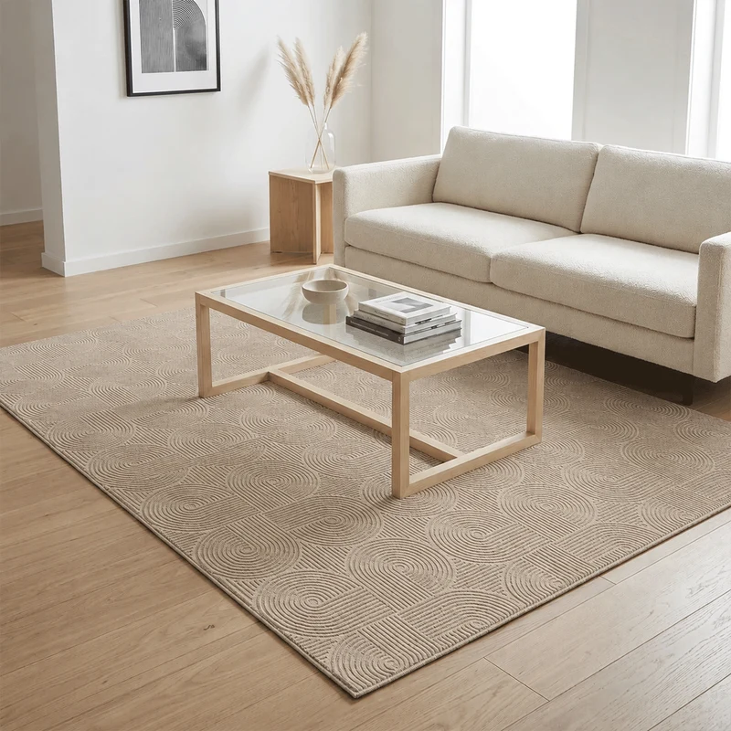 Kurzflor Teppich Boho 3D Hoch-Tief-Effekt – Teppich Wohnzimmer & Schlafzimmer