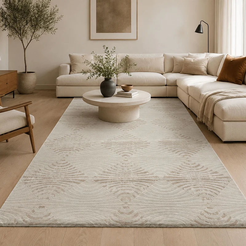Kurzflor Teppich Boho 3D Hoch-Tief-Effekt – Teppich Wohnzimmer & Schlafzimmer