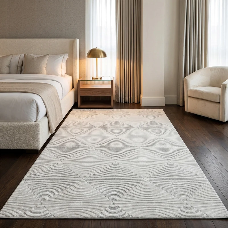 Kurzflor Teppich Boho 3D Hoch-Tief-Effekt – Teppich Wohnzimmer & Schlafzimmer