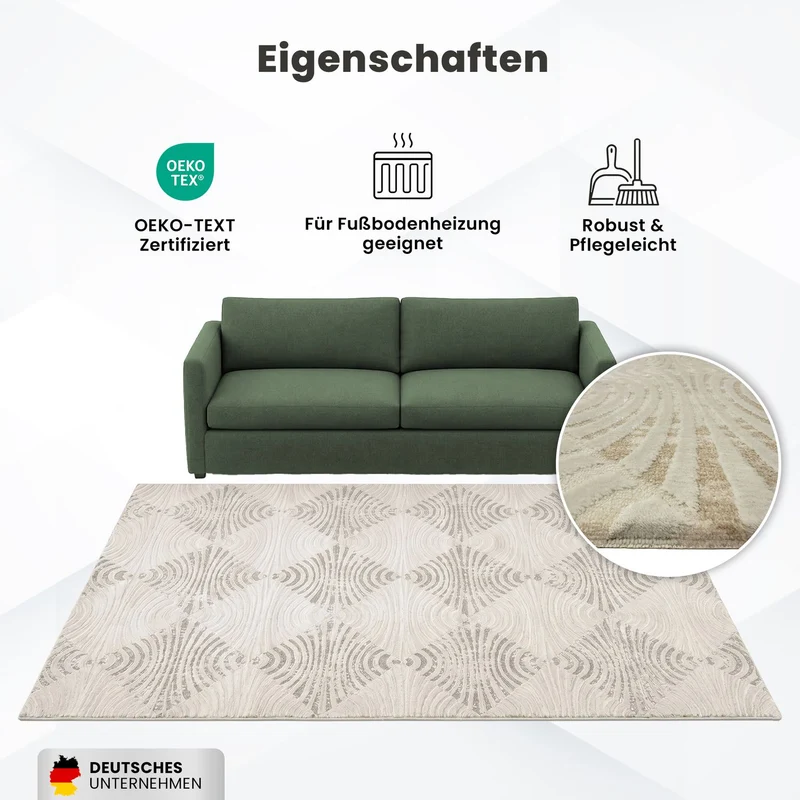 Kurzflor Teppich Boho 3D Hoch-Tief-Effekt – Teppich Wohnzimmer & Schlafzimmer