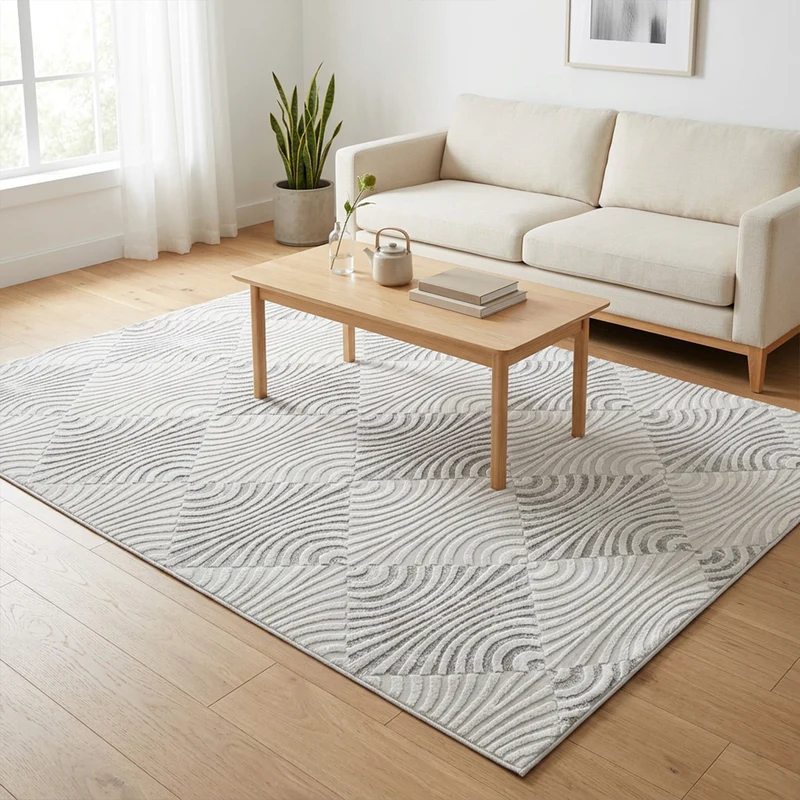 Kurzflor Teppich Boho 3D Hoch-Tief-Effekt – Teppich Wohnzimmer & Schlafzimmer