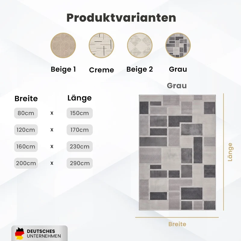 Kurzflor Teppich Boho 3D Hoch-Tief-Effekt – Teppich Wohnzimmer & Schlafzimmer