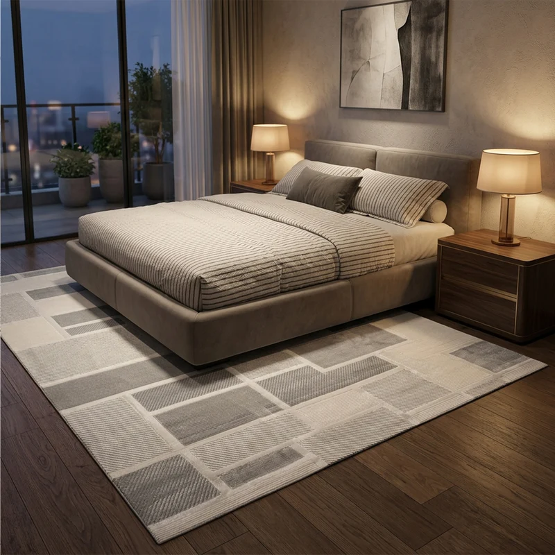 Kurzflor Teppich Boho 3D Hoch-Tief-Effekt – Teppich Wohnzimmer & Schlafzimmer