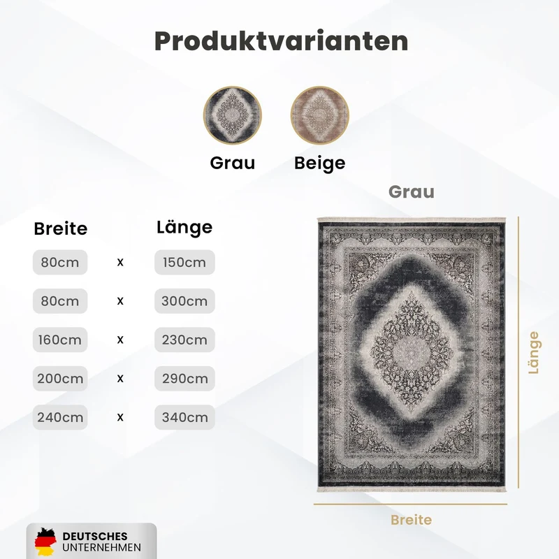 Teppich Kurzflor Moderner Teppich mit Ornament-Muster – Pflegeleicht & Robust – Für Fußbodenheizung geeignet