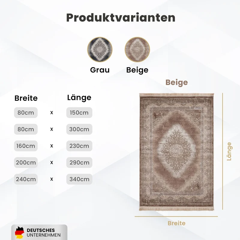 Teppich Kurzflor Moderner Teppich mit Ornament-Muster – Pflegeleicht & Robust – Für Fußbodenheizung geeignet