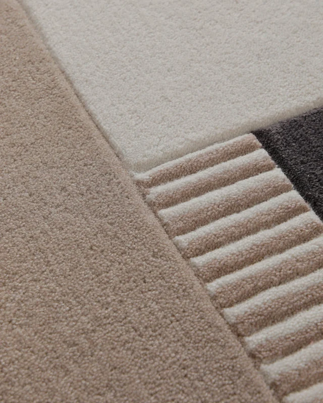 Sand und Wollweiß - Colourblock-Handtuft 160 x 230 cm