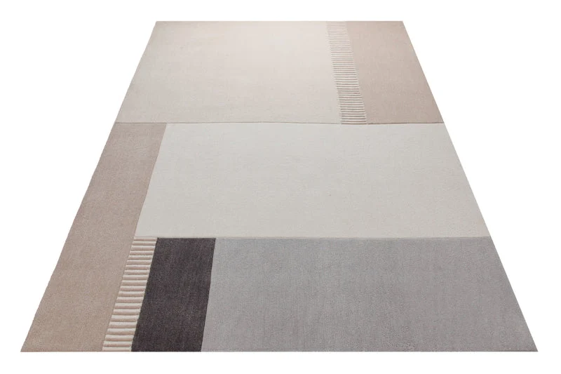 Sand und Wollweiß - Colourblock-Handtuft 160 x 230 cm