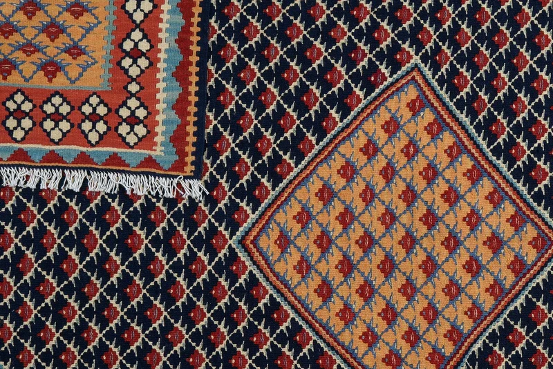Kelim Senneh · Handgewebt – Blau, 197x154 cm