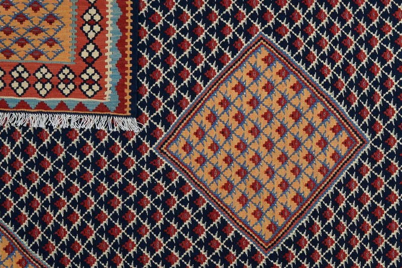 Kelim Senneh · Handgewebt – Blau, 196x153 cm