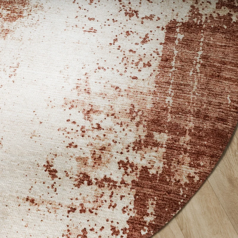 Runder abstrakter Teppich - Rusty Brown