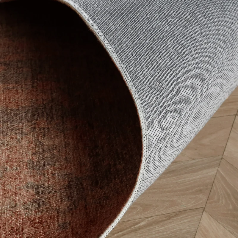 Runder abstrakter Teppich - Rusty Brown